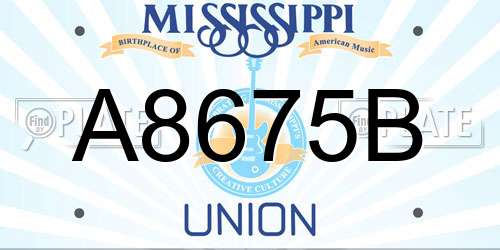 A8675B Mississippi License Plate