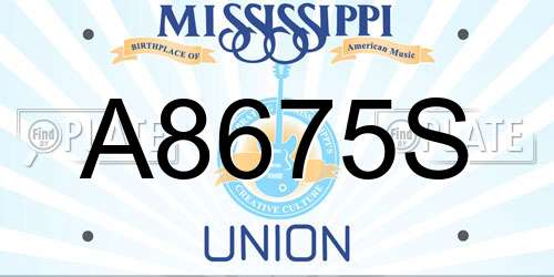 A8675S Mississippi License Plate