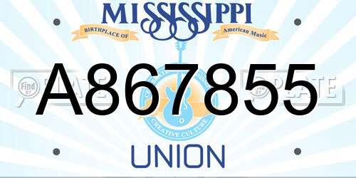 A867855 Mississippi License Plate
