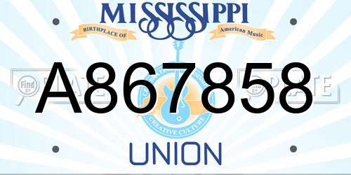 A867858 Mississippi License Plate