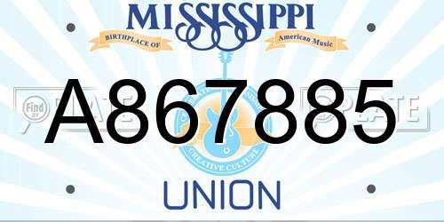 A867885 Mississippi License Plate