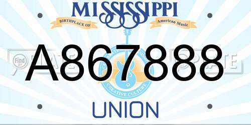 A867888 Mississippi License Plate