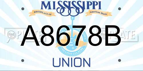 A8678B Mississippi License Plate