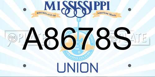 A8678S Mississippi License Plate
