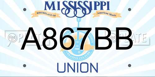 A867BB Mississippi License Plate