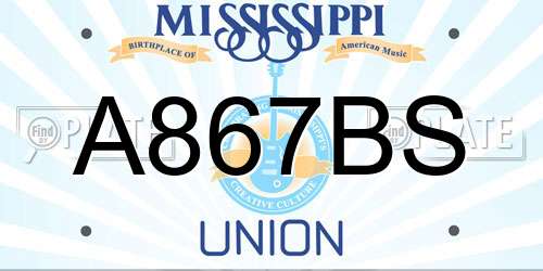 A867BS Mississippi License Plate