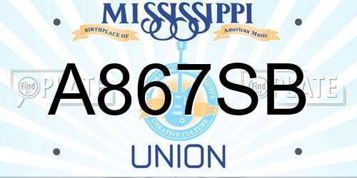 A867SB Mississippi License Plate