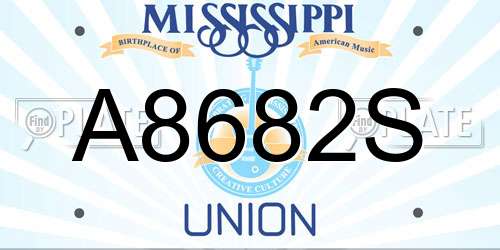A8682S Mississippi License Plate