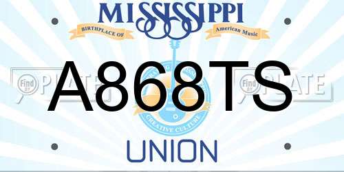 A868TS Mississippi License Plate