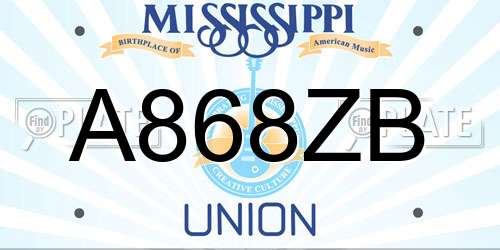 A868ZB Mississippi License Plate