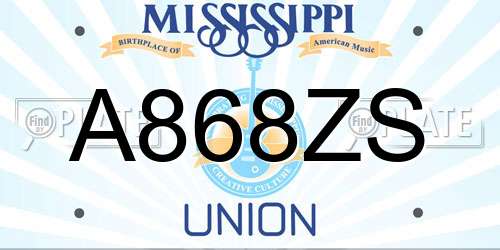 A868ZS Mississippi License Plate