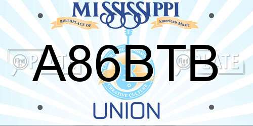 A86BTB Mississippi License Plate