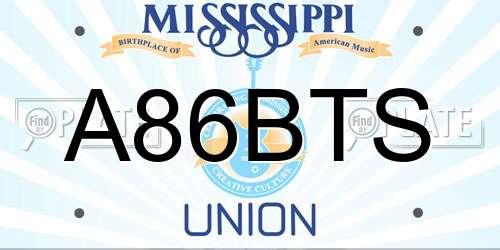 A86BTS Mississippi License Plate