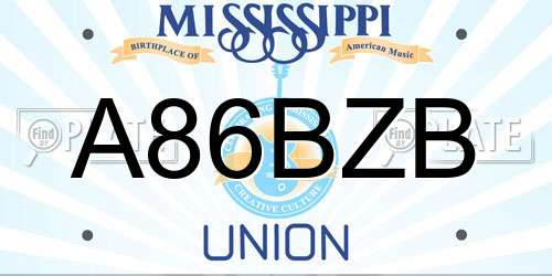 A86BZB Mississippi License Plate
