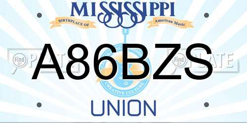 A86BZS Mississippi License Plate