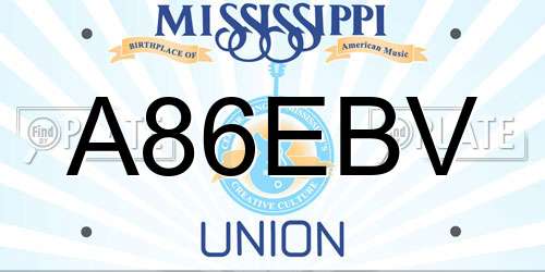 A86EBV Mississippi License Plate