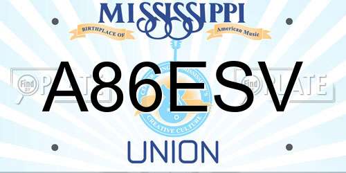 A86ESV Mississippi License Plate