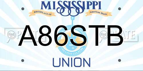 A86STB Mississippi License Plate