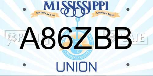 A86ZBB Mississippi License Plate