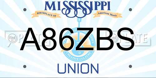 A86ZBS Mississippi License Plate