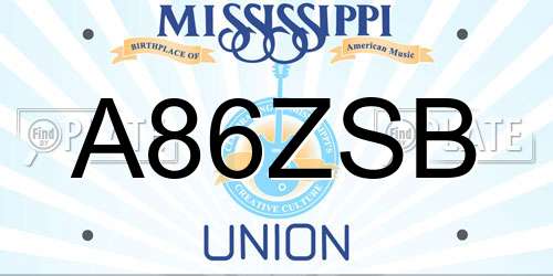 A86ZSB Mississippi License Plate