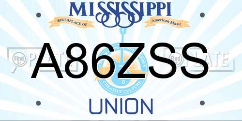 A86ZSS Mississippi License Plate
