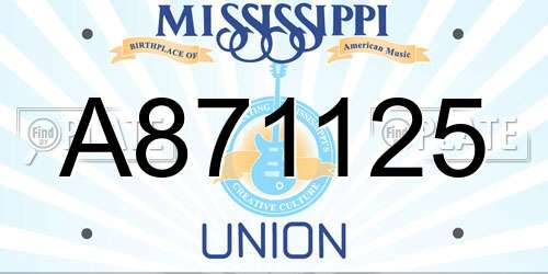 A871125 Mississippi License Plate