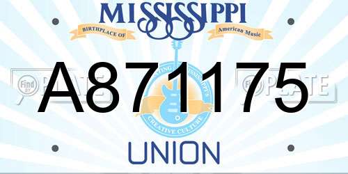 A871175 Mississippi License Plate