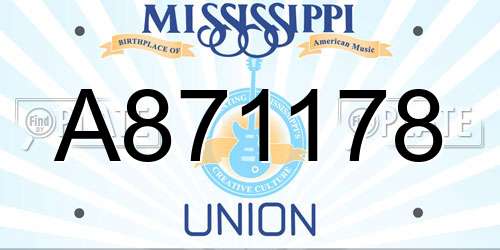 A871178 Mississippi License Plate