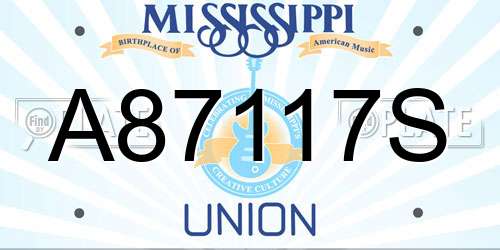 A87117S Mississippi License Plate