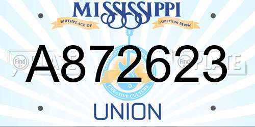 A872623 Mississippi License Plate