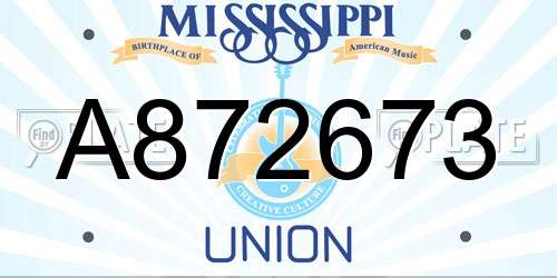 A872673 Mississippi License Plate