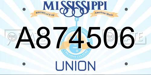 A874506 Mississippi License Plate