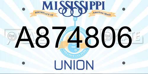 A874806 Mississippi License Plate