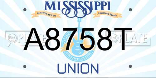 A8758T Mississippi License Plate
