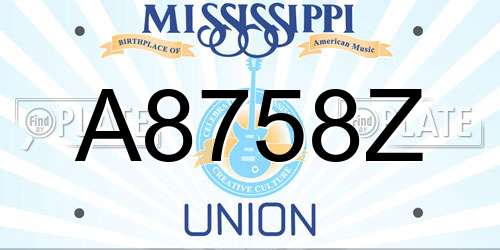 A8758Z Mississippi License Plate