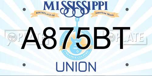 A875BT Mississippi License Plate