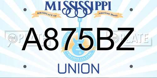 A875BZ Mississippi License Plate