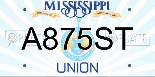 A875ST Mississippi License Plate