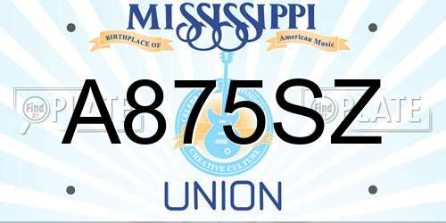 A875SZ Mississippi License Plate