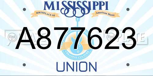 A877623 Mississippi License Plate