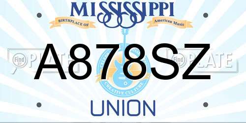 A878SZ Mississippi License Plate