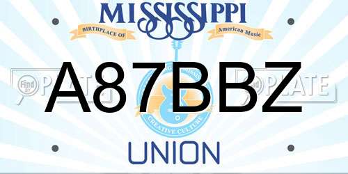 A87BBZ Mississippi License Plate