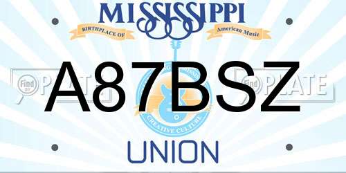 A87BSZ Mississippi License Plate