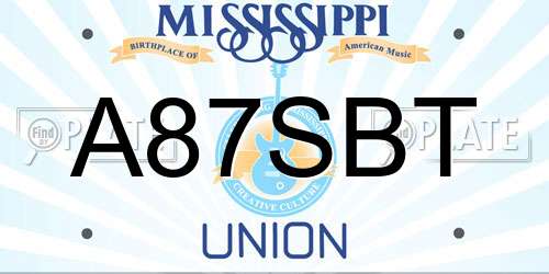 A87SBT Mississippi License Plate