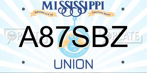 A87SBZ Mississippi License Plate