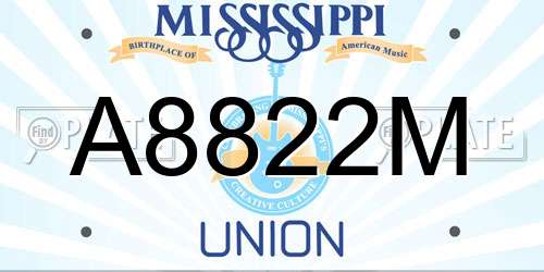 A8822M Mississippi License Plate