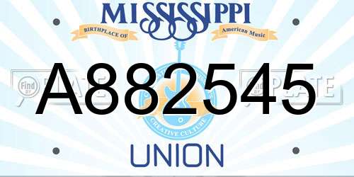 A882545 Mississippi License Plate