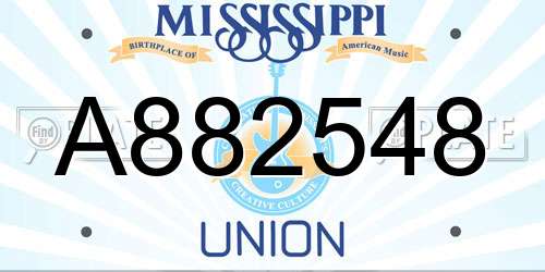A882548 Mississippi License Plate