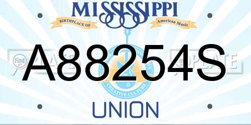 A88254S Mississippi License Plate